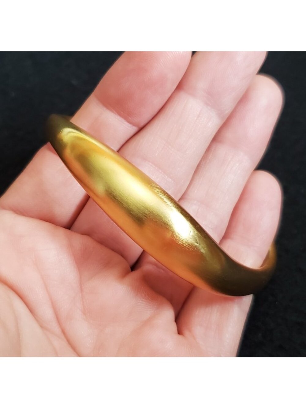Vintage Anne Klein Bangle Bracelet Asymmetrical Brushed Gold Tone 7.5"